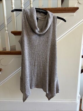 Design Lab Lord & Taylor Sleeveless Cowl Neck Tunic Sweater - Gray